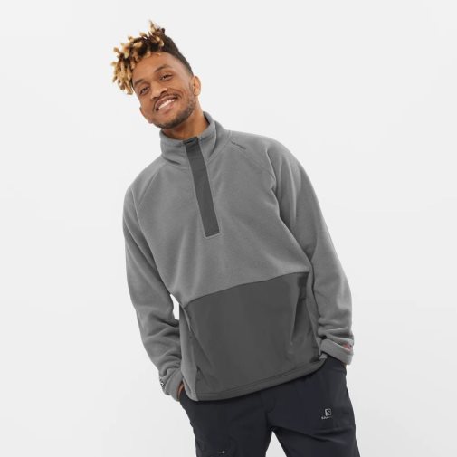 Salomon Outlife Polartec Halz Zip Men's Sweatshirt Grey | CA 69A53